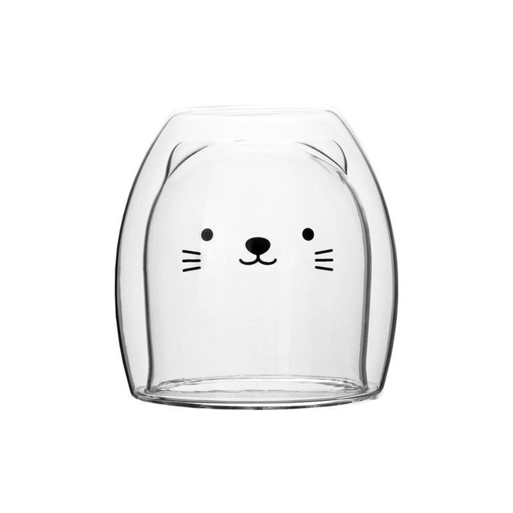 Goodglass NWOT Clear Cat Double-Wall Borosilicate Insulated Glass Coffee Mug